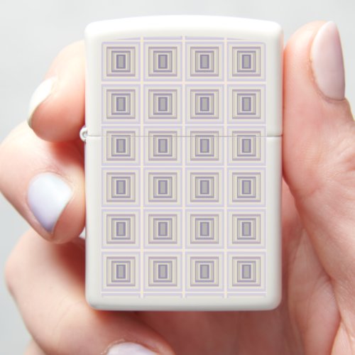 Boxed In Chalk Gray Lavender Geometric Design Zippo Lighter