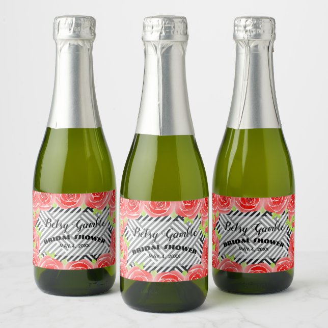 Boxed Stripes & Roses Derby Mini Sparkling Wine La Sparkling Wine Label (Bottles)