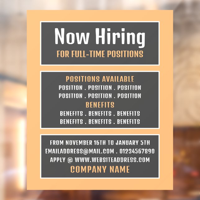 Boxed Text, Job Vacancy Recruitment Advertising Window Cling (Sheet 2)