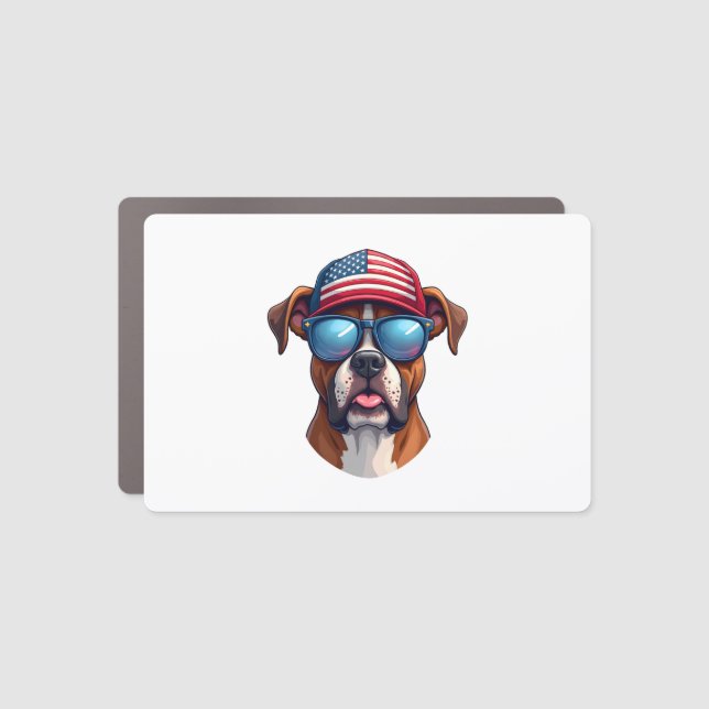 Boxer 4th of July Car Magnet (Front)