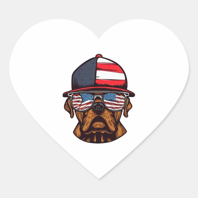 Boxer 4th of July Heart Sticker (Front)