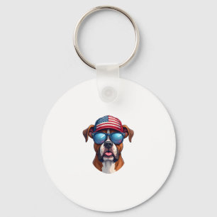 Boxer 4th of July Keychain