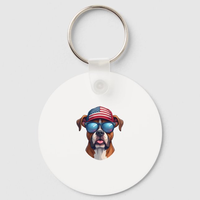 Boxer 4th of July Keychain (Front)