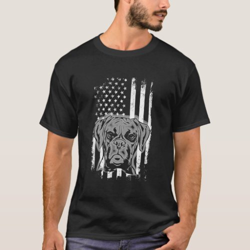 Boxer American Flag Cool Usa Patriotic Dog Lover G T_Shirt