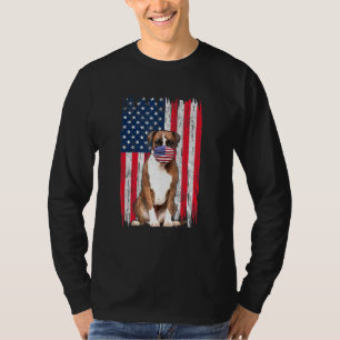 Boxer American Flag Dog Wears Face Mask 4th Of Jul T-Shirt