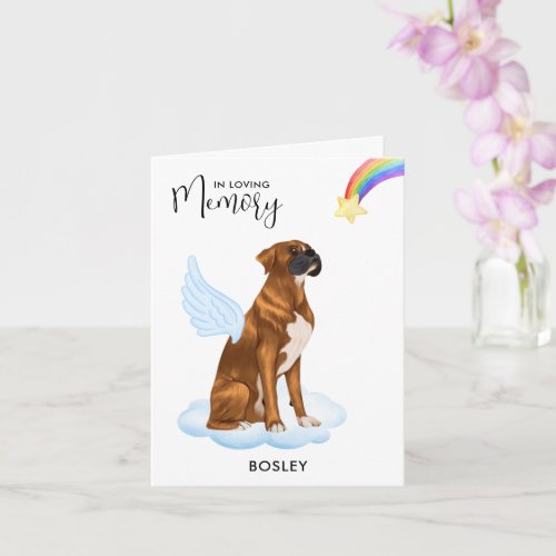 Boxer Angel Dog Memorial Pet Loss Sympathy Card