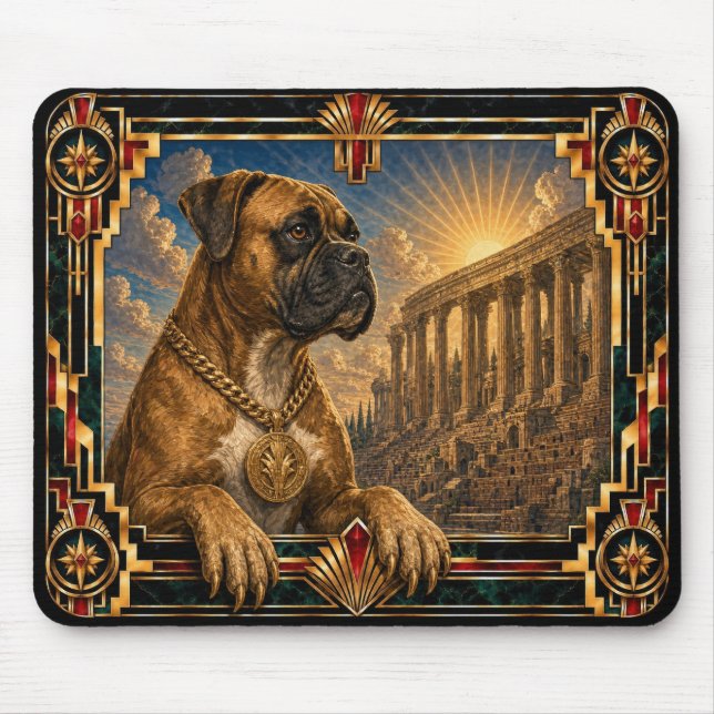 Boxer, Art Deco Dog Mouse Pad (Front)