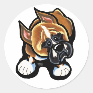 Boxer at my Feet Classic Round Sticker
