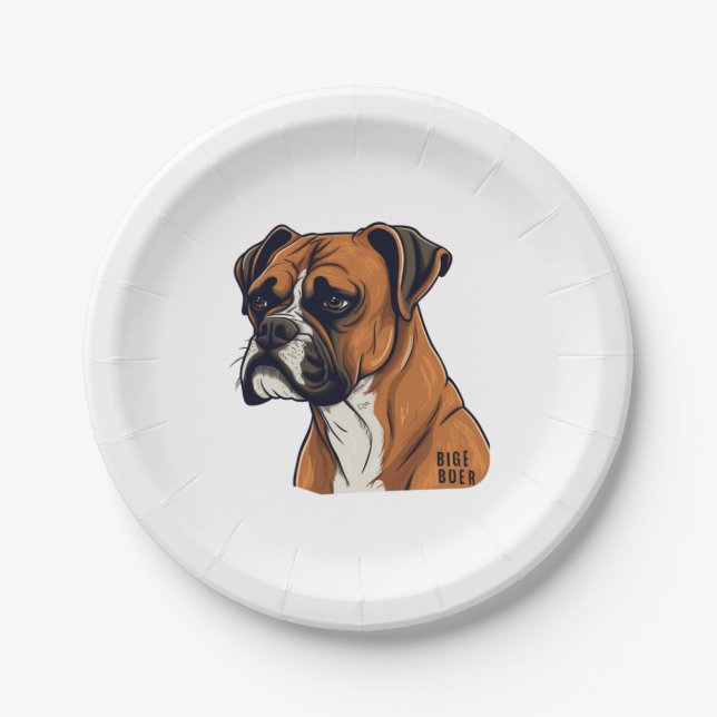 Boxer Bark Designs Punchy Graphic designs Paper Plates (Front)