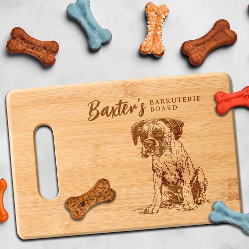 Boxer Barkuterie Dog Treat Wood Cutting Board