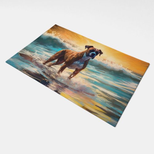 Boxer Beach Surfing Painting Doormat