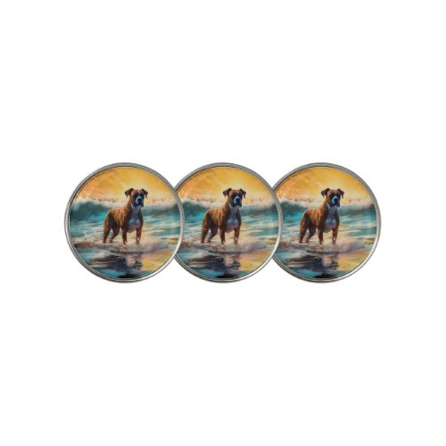 Boxer Beach Surfing Painting Golf Ball Marker