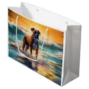 Boxer Beach Surfing Painting Large Gift Bag