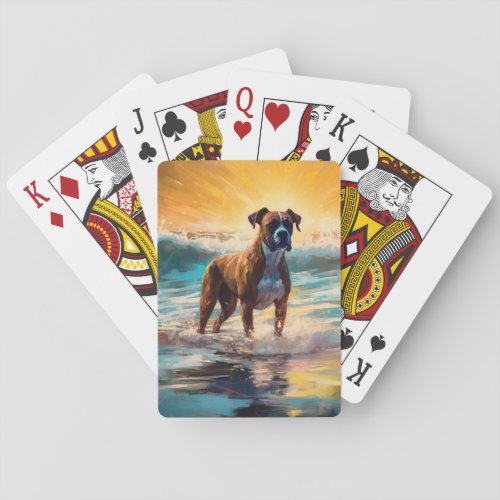 Boxer Beach Surfing Painting Poker Cards