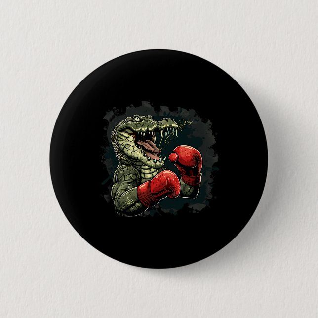 Boxer Bear With Boxing Gloves Kickboxing Funny Box Button (Front)