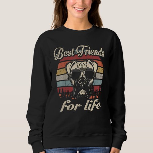 Boxer Best Friends For Life  Vintage Retro Sweatshirt