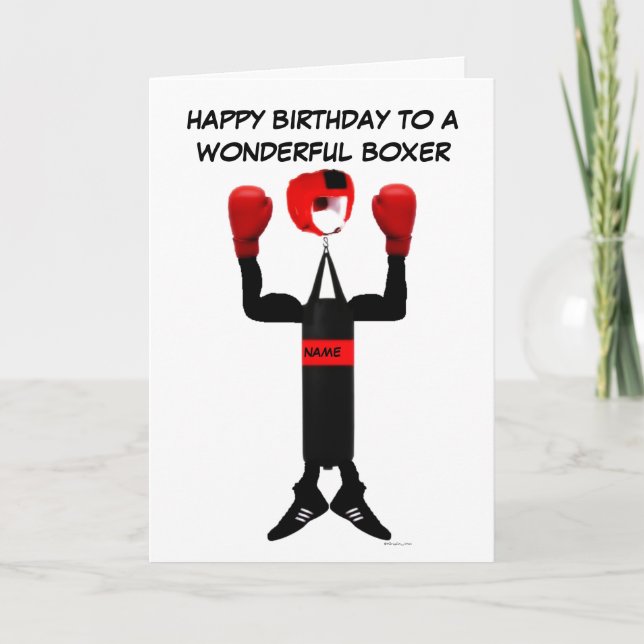 Boxer Birthday Cartoon Card (Front)