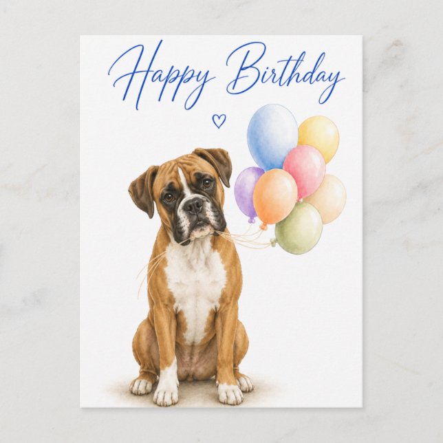 Boxer Birthday Postcard (Front)