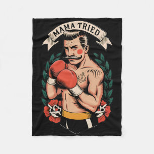 Boxer Boxing American Traditional Tattoo Art Flash Fleece Blanket