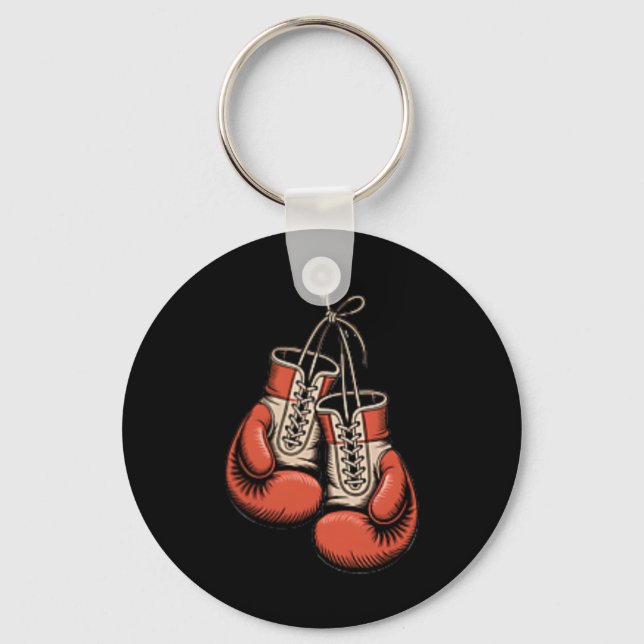 Boxer Boxing American Traditional Tattoo Art Flash Keychain (Front)