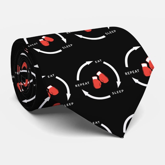 Boxer Boxing Eat Sleep Repeat Sports Fan Saying Neck Tie (Rolled)