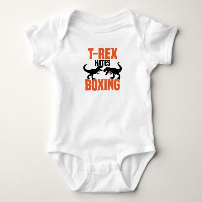 Boxer Boxing Gloves Boxing Martial Arts T-Rex Baby Bodysuit (Front)