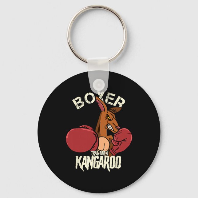 Boxer Boxing Kickboxing Train Like A Kangaroo  Keychain (Front)