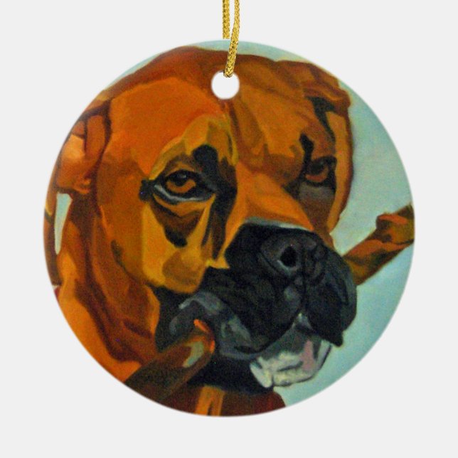 Boxer Boy Buster Dog Portrait Ornament (Front)