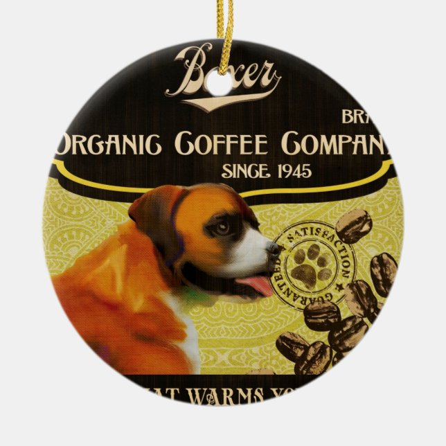 Boxer Brand – Organic Coffee Company Ceramic Ornament (Front)