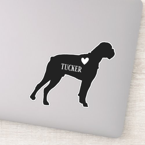 Boxer Breed Silhouette Custom Name Sticker