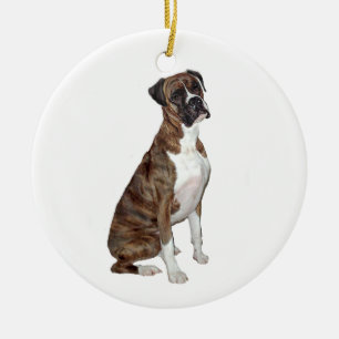 Boxer - brindle (natural ears) ceramic ornament