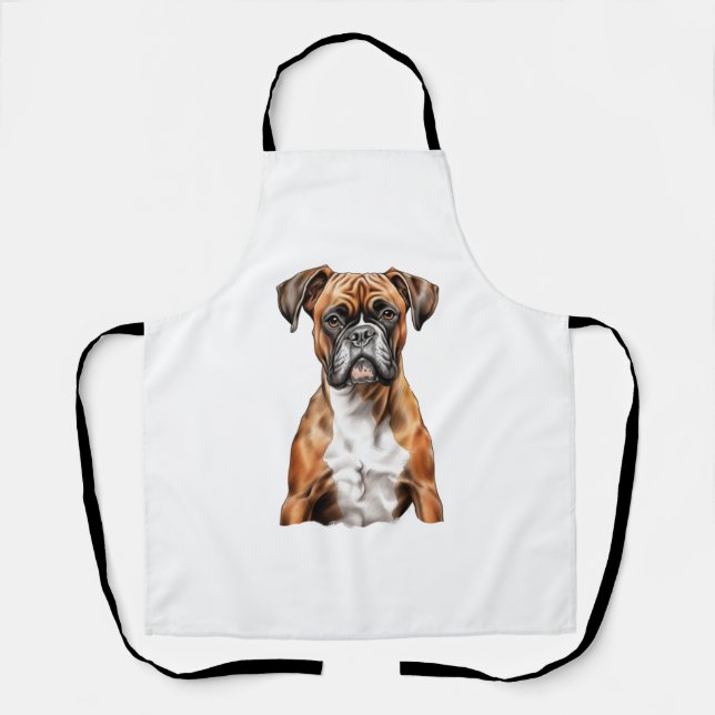 Boxer Buddies Cute Dog Designs for Loyal Boxer Apron (Front)