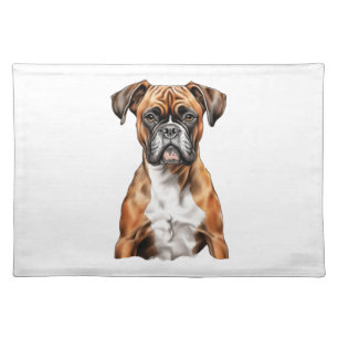 Boxer Buddies Cute Dog Designs for Loyal Boxer Cloth Placemat
