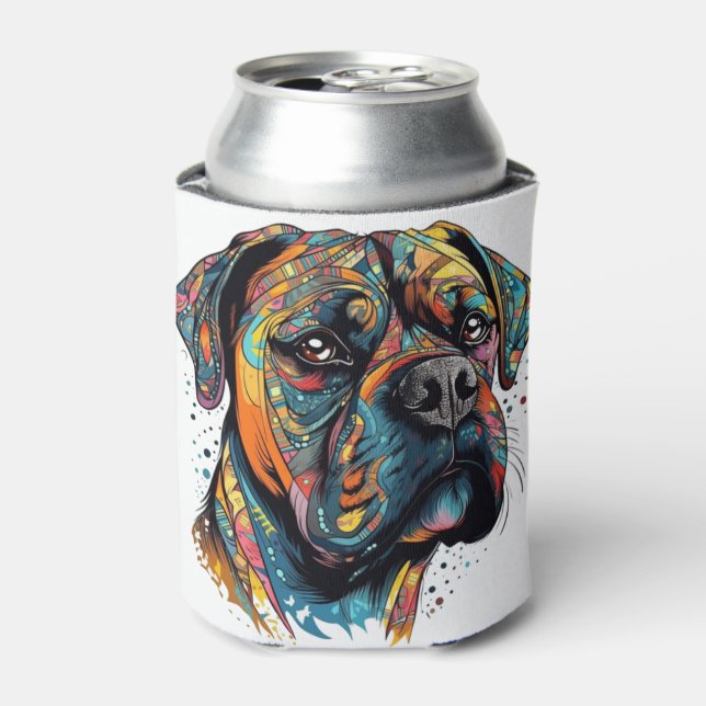 Boxer Buddies Playful Pup File Summary Digital Can Cooler (Can Front)