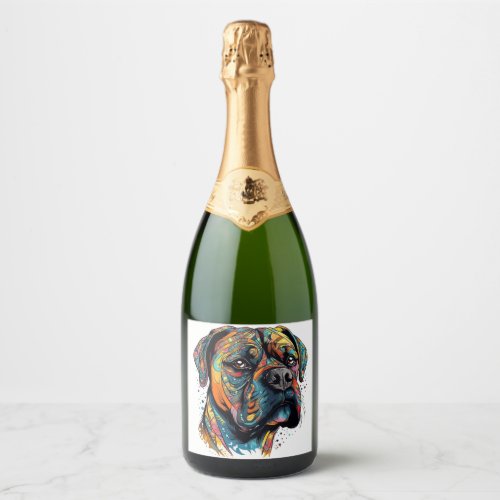 Boxer Buddies Playful Pup File Summary Digital Sparkling Wine Label