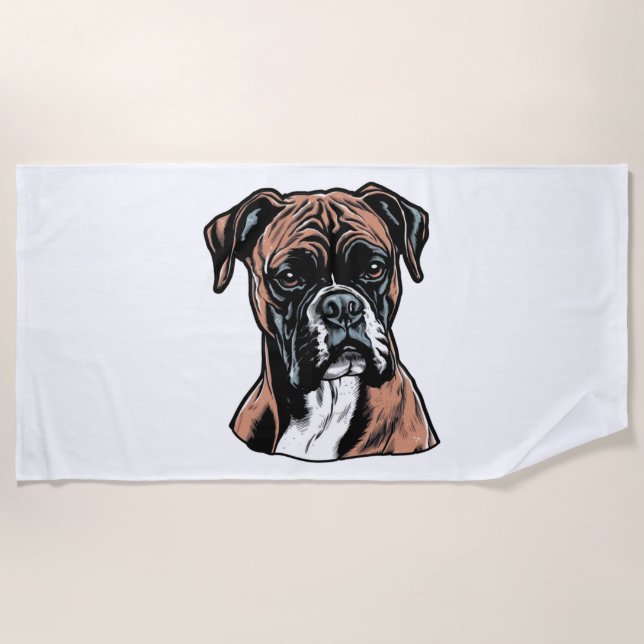 Boxer Buddy Humorous Protective Beach Towel (Front)