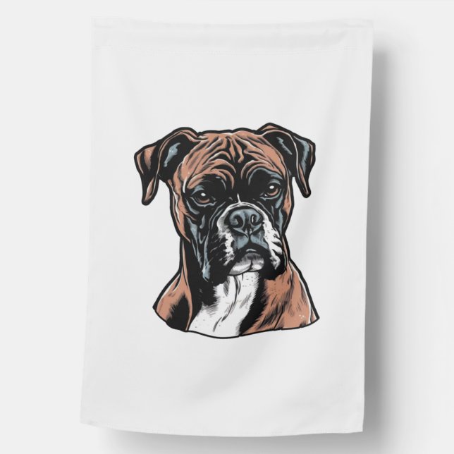 Boxer Buddy Humorous Protective House Flag (Front)