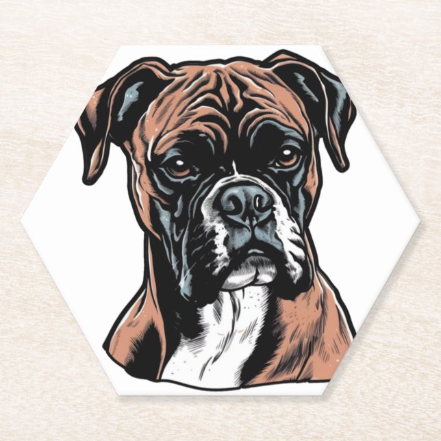 Boxer Buddy Humorous Protective Paper Coaster (Front)