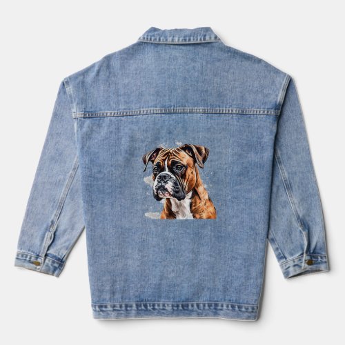 Boxer Buddy Portable Photo_Realistic Dog design Denim Jacket