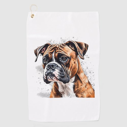 Boxer Buddy Portable Photo_Realistic Dog design Golf Towel
