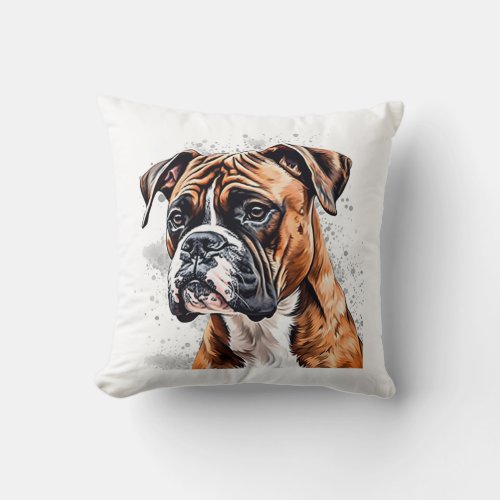 Boxer Buddy Portable Photo_Realistic Dog design Throw Pillow