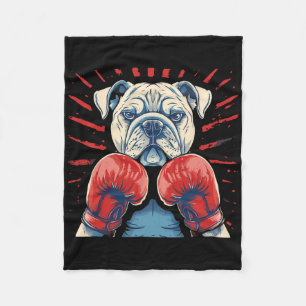 Boxer Bulldog With Boxing Gloves Kickboxing Funny Fleece Blanket