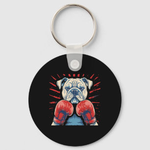 Boxer Bulldog With Boxing Gloves Kickboxing Funny Keychain