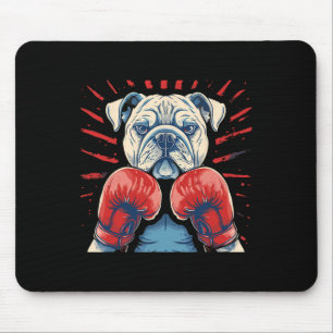 Boxer Bulldog With Boxing Gloves Kickboxing Funny Mouse Pad