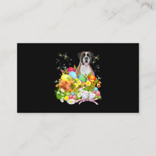 Boxer Bunny Dog With Easter Eggs Basket Cool Business Card