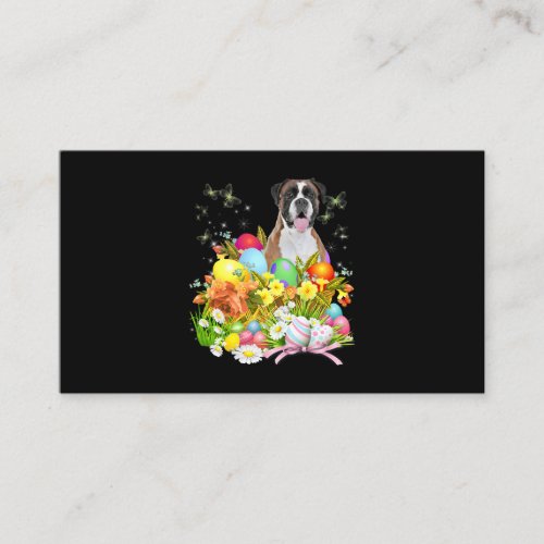 Boxer Bunny Dog With Easter Eggs Basket Cool Business Card