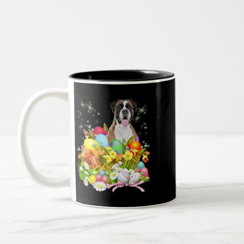 Boxer Bunny Dog With Easter Eggs Basket Cool Two_Tone Coffee Mug