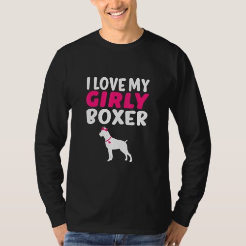 Boxer Canine Pet  Girl Dog Pup Gender Reveal Cute  T_Shirt