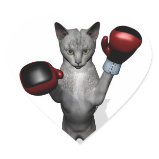 Boxer Cat Heart Sticker
