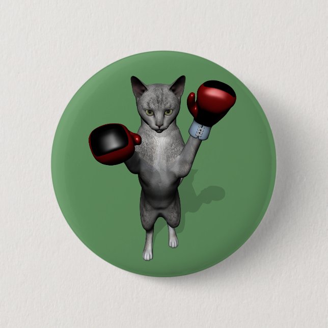 Boxer Cat Pinback Button (Front)